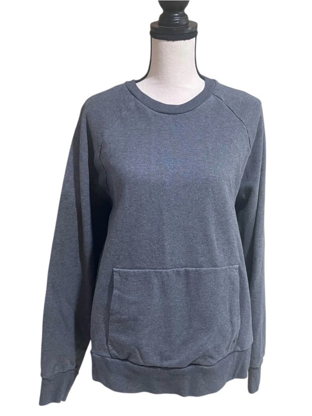 Everlane Organic Cotton Crew Neck Pullover Sweatshirt Blue Xtra Large Pocket